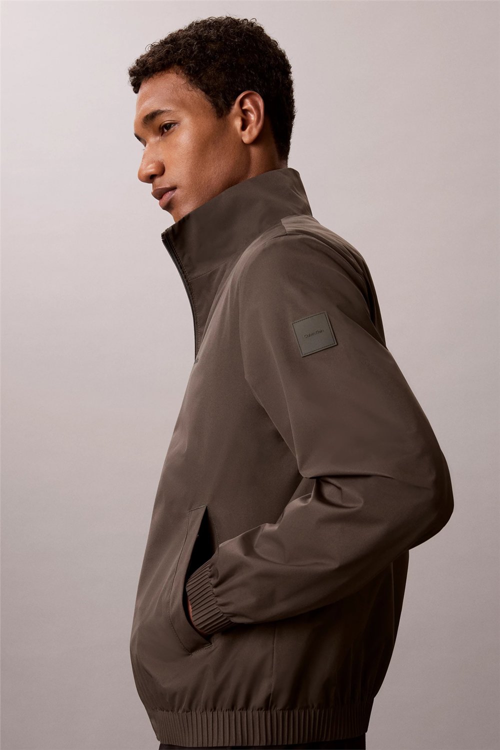 Calvin Klein Ls Nylon Stand Collar Windbreake Erkek Rüzgarlık Gri