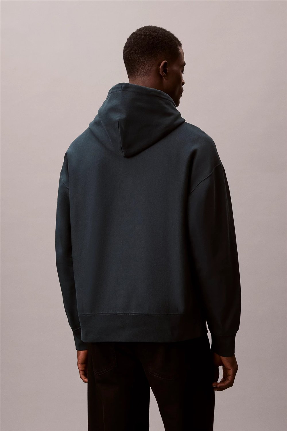 Calvin Klein LS Premium Fleece Calvin Graphic Erkek Kapüşonlu Sweatshirt Mavi