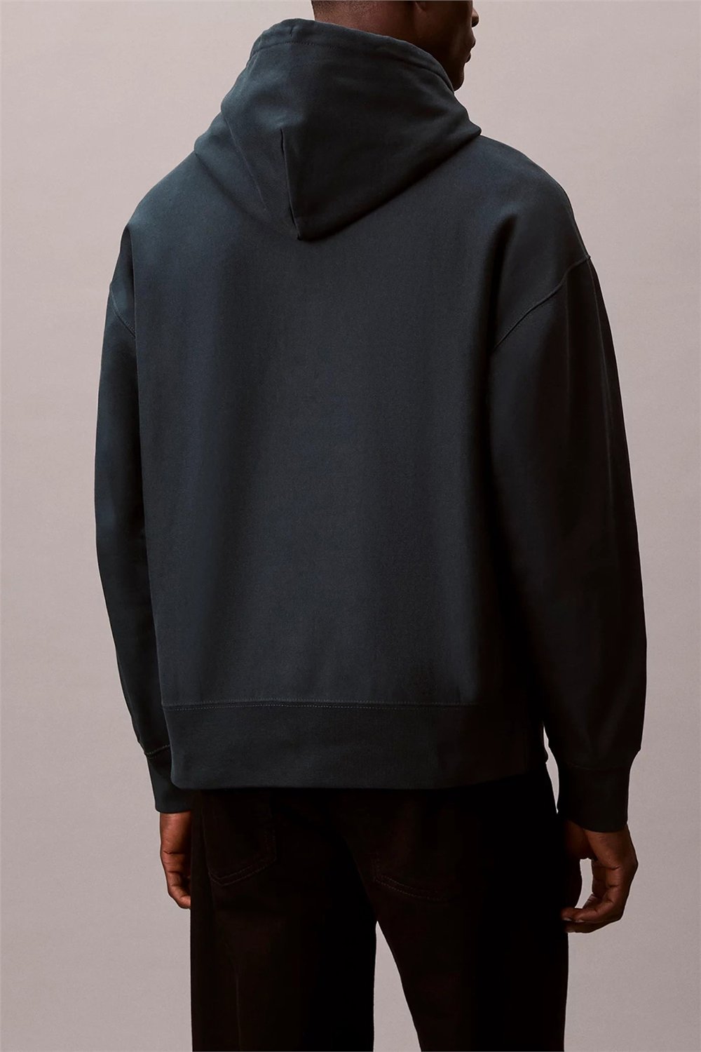 Calvin Klein LS Premium Fleece Calvin Graphic Erkek Kapüşonlu Sweatshirt Mavi