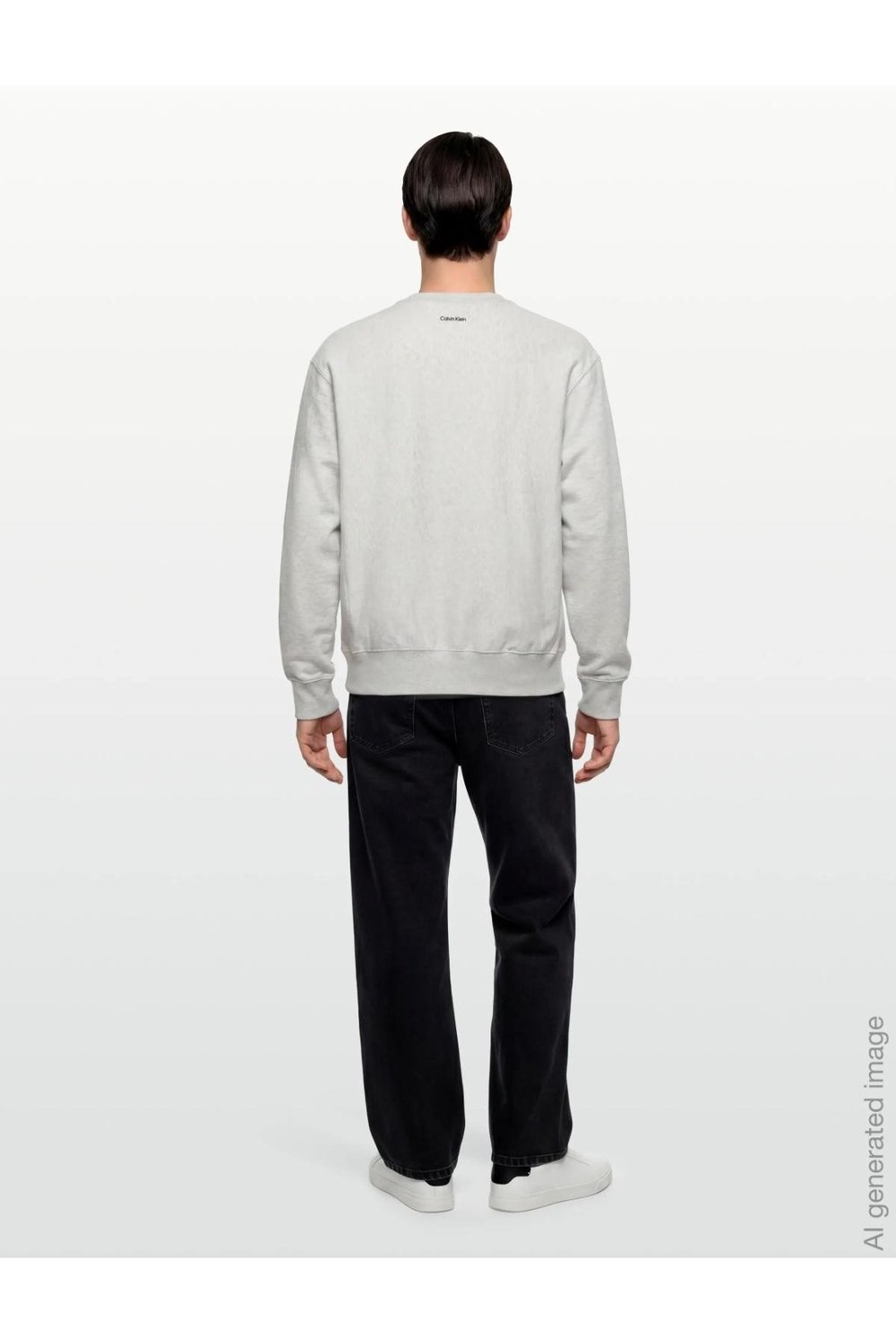 Calvin Klein Ls Premium Terry Grph Crewneck Erkek Bisiklet Yaka Sweatshirt Beyaz
