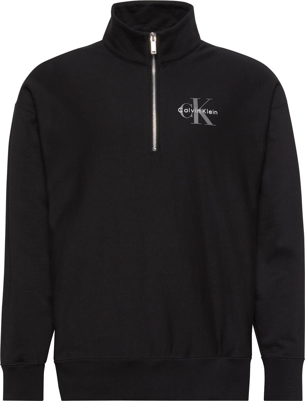 Calvin Klein Ls Premium Terry Micro Monologo Erkek Fermuarlı Sweatshirt