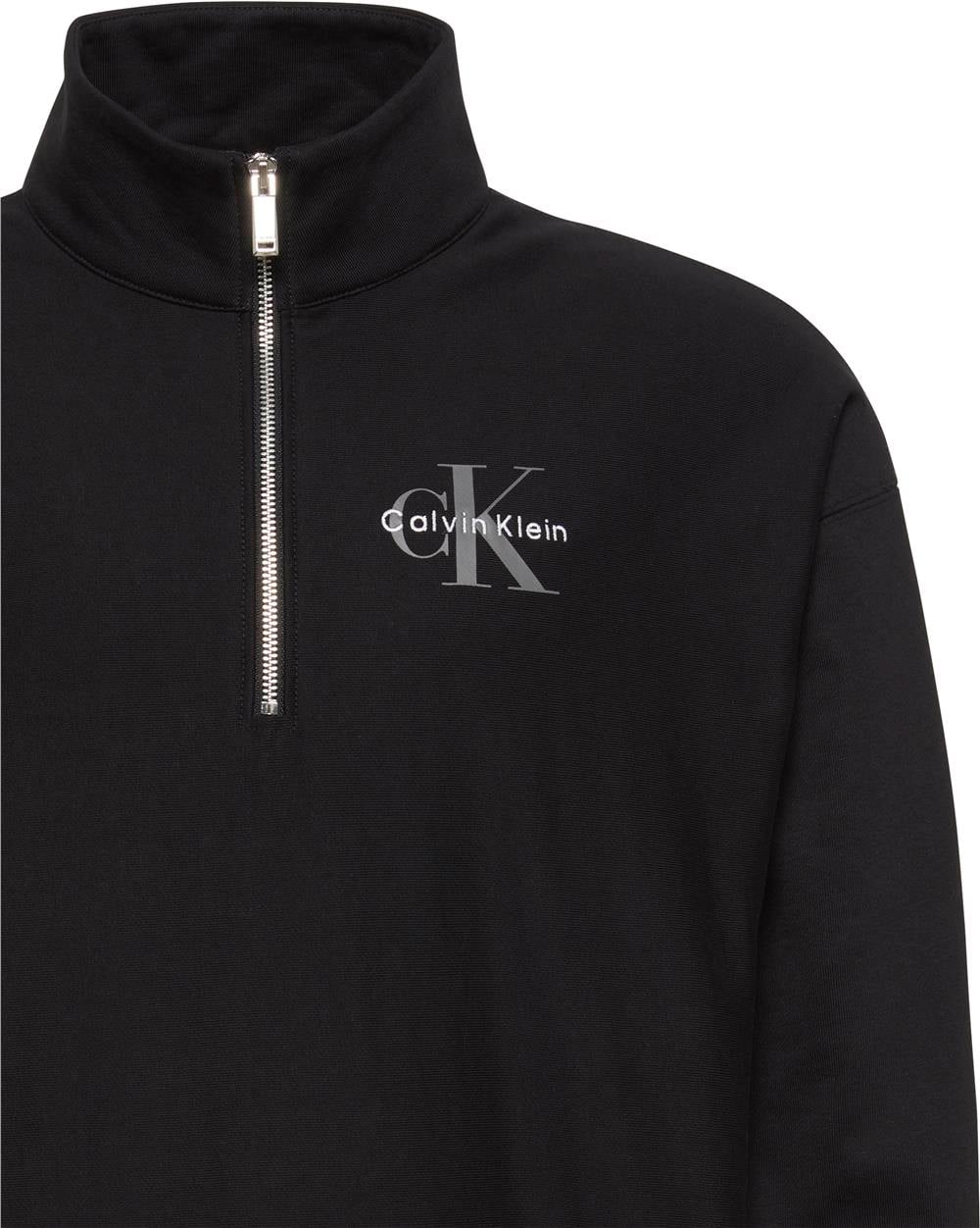 Calvin Klein Ls Premium Terry Micro Monologo Erkek Fermuarlı Sweatshirt