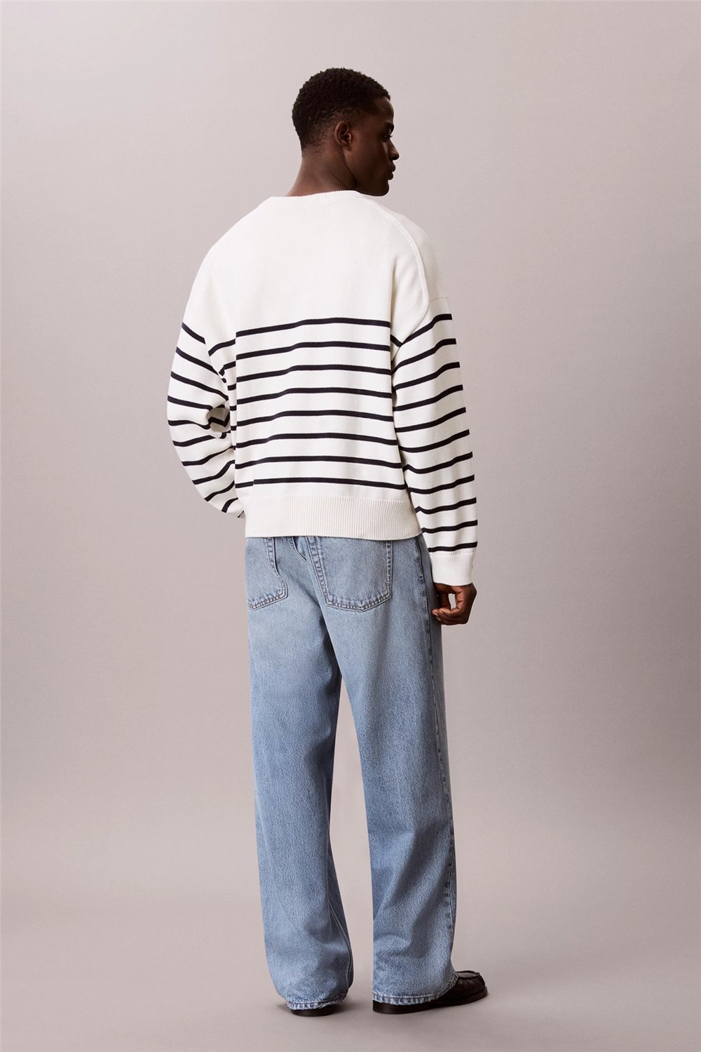 Calvin Klein Ls Rlxd Cotton Crewnk Swtr 7Gg Erkek Triko Beyaz