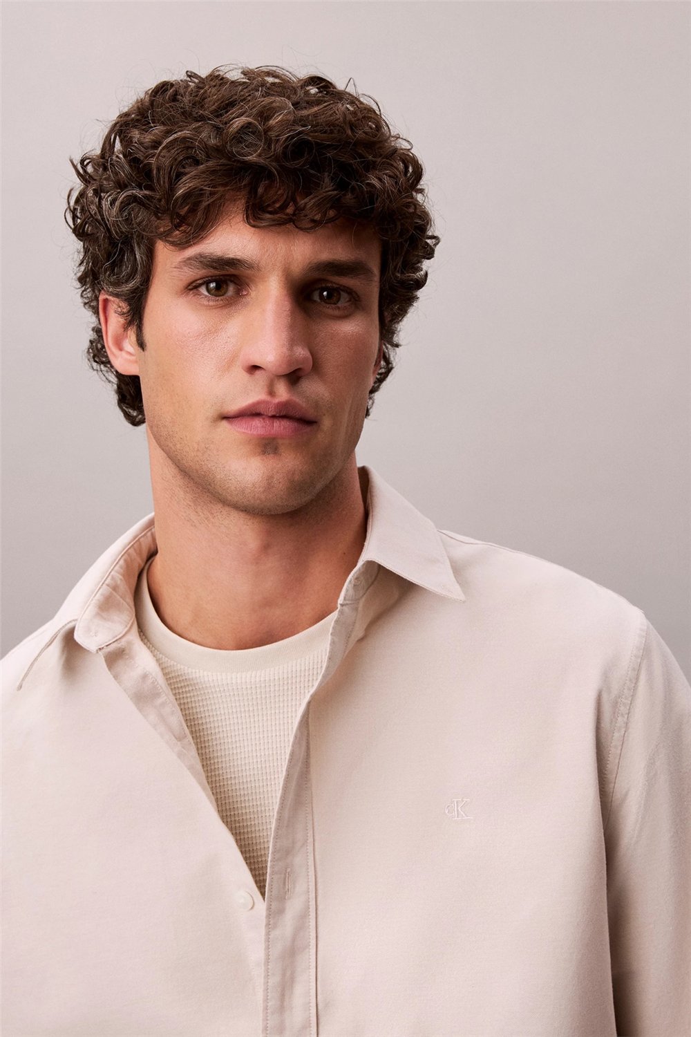 Calvin Klein LS Solid Oxford Classic Shirt Erkek Gömlek Gri
