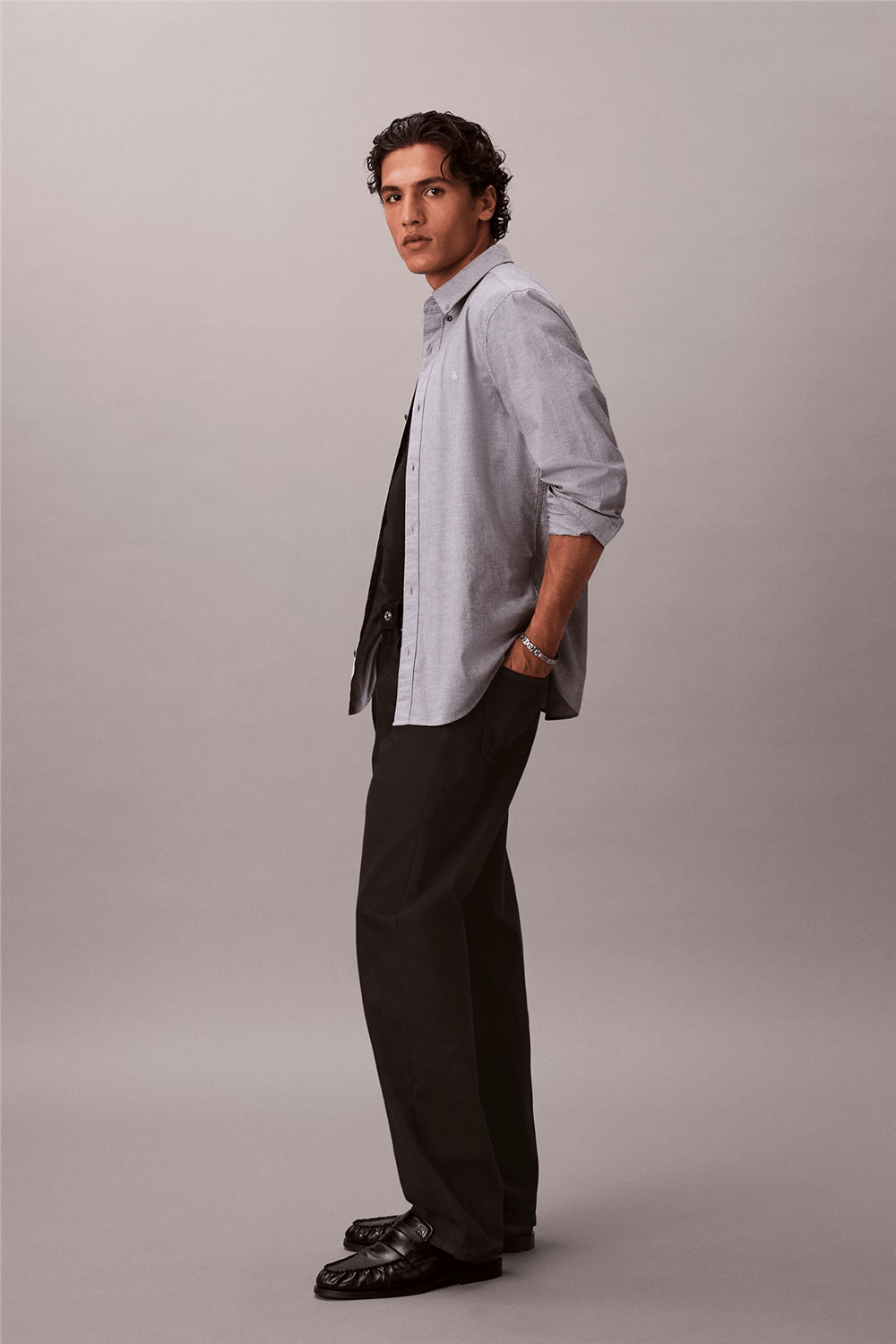Calvin Klein LS Solid Oxford Classic Shirt Erkek Gömlek Lacivert