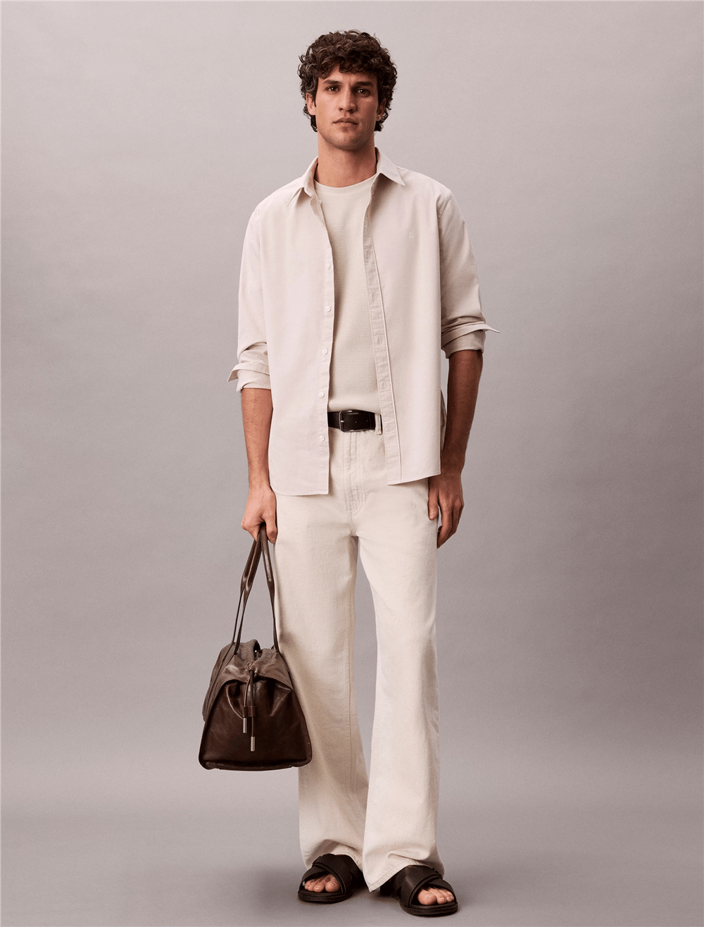 Calvin Klein LS Solid Oxford Classic Shirt Erkek Gömlek Gri