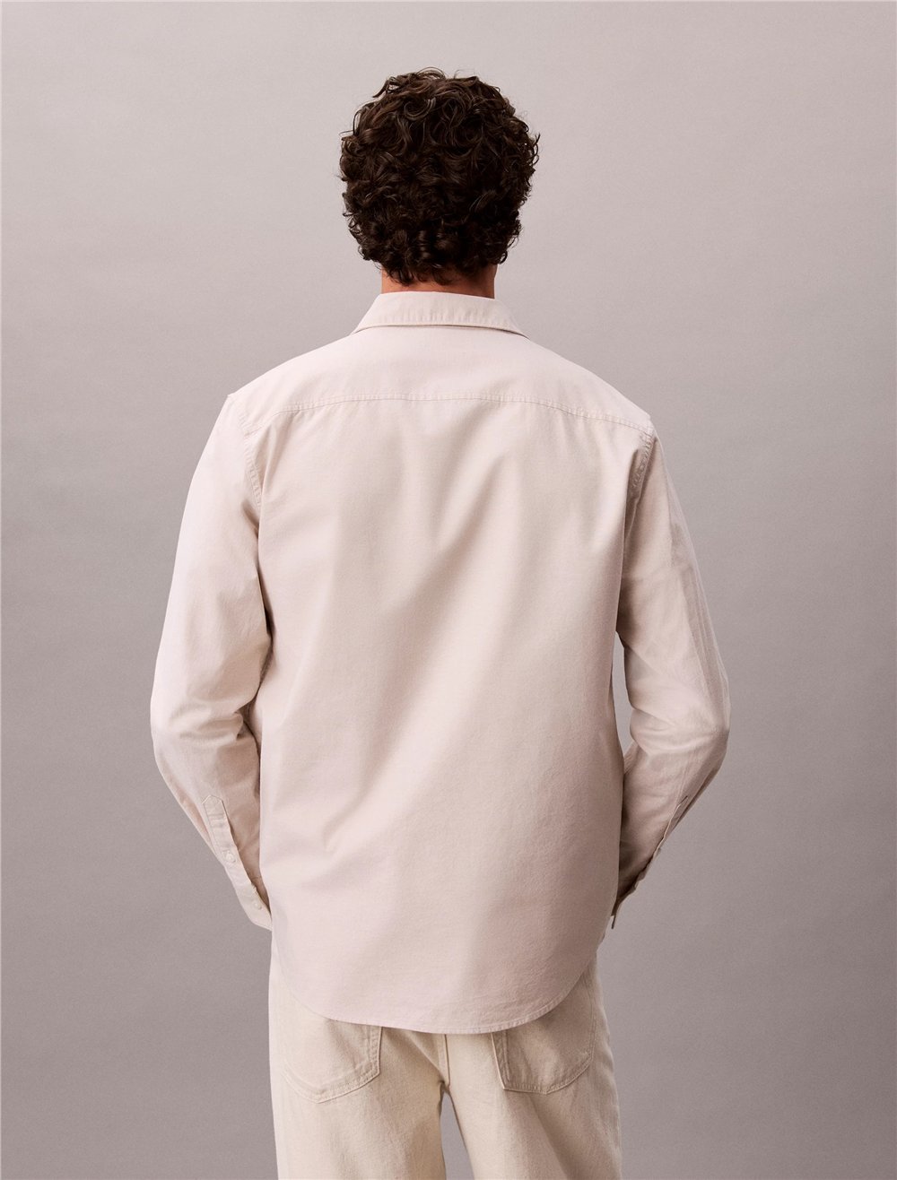 Calvin Klein LS Solid Oxford Classic Shirt Erkek Gömlek Gri