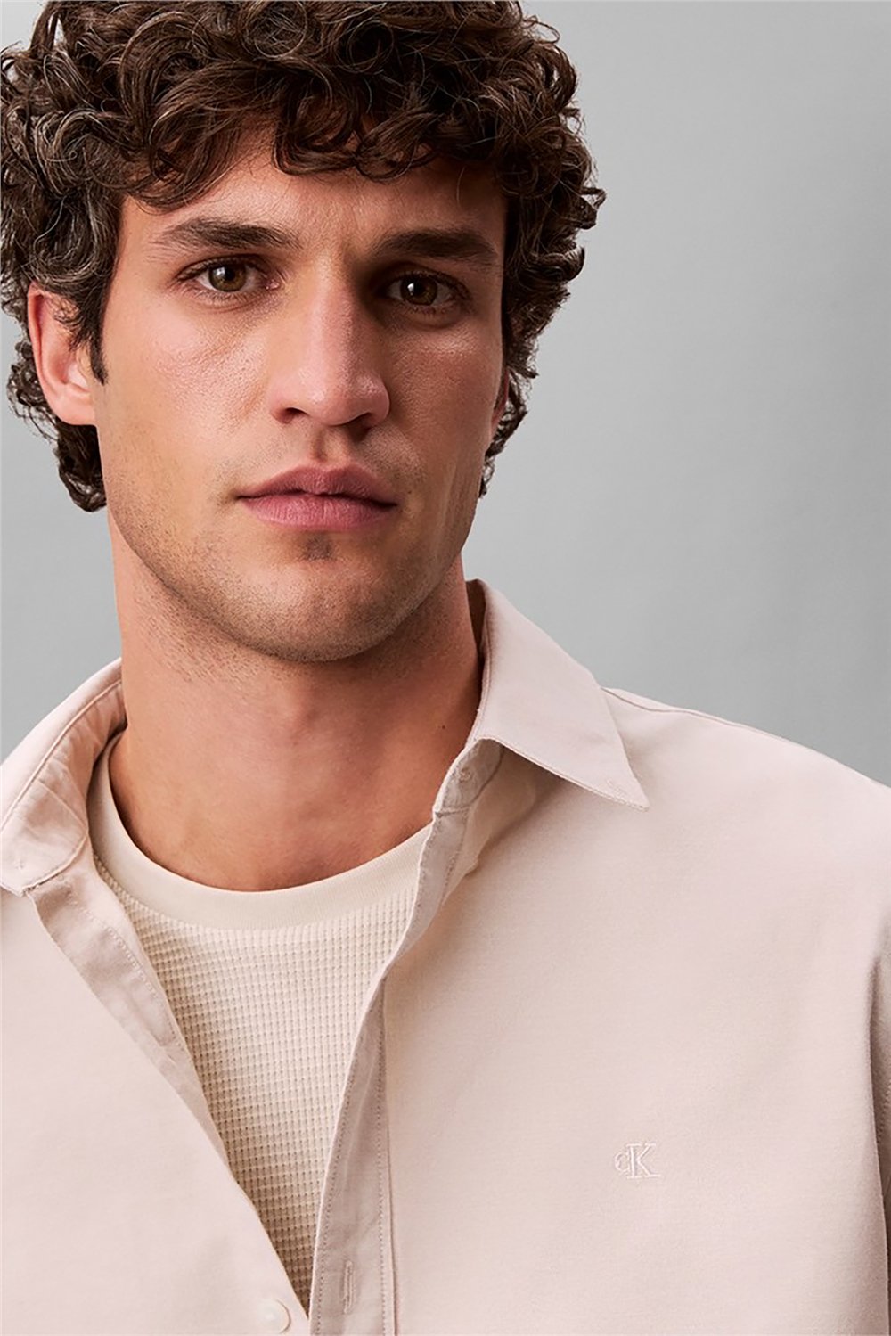 Calvin Klein LS Solid Oxford Classic Shirt Erkek Gömlek Beyaz