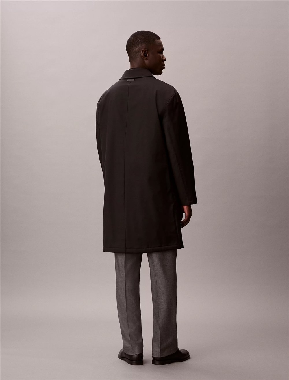 Calvin Klein LS Tech Wool Blend Car Coat Erkek Mont Siyah