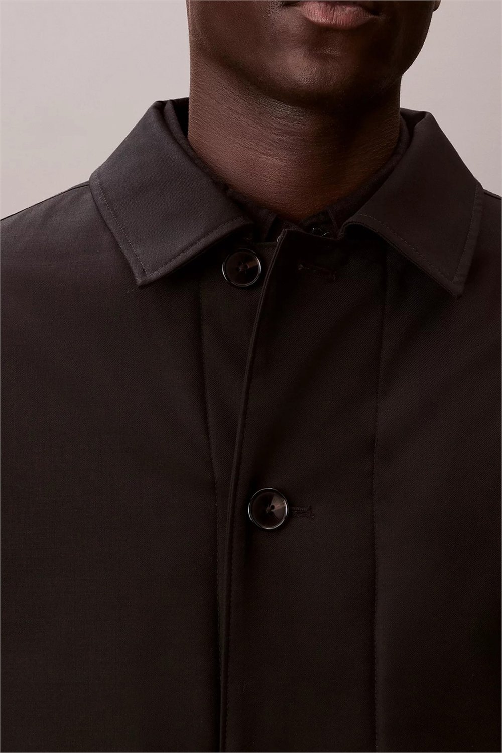 Calvin Klein LS Tech Wool Blend Car Coat Erkek Mont Siyah