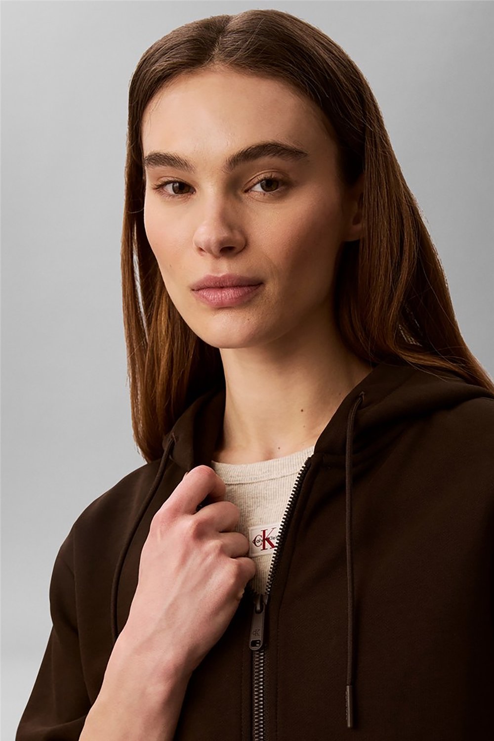 Calvin Klein Ls Terry Logo Waist Cropped Fz H Kadın Bisiklet Yaka Sweatshirt