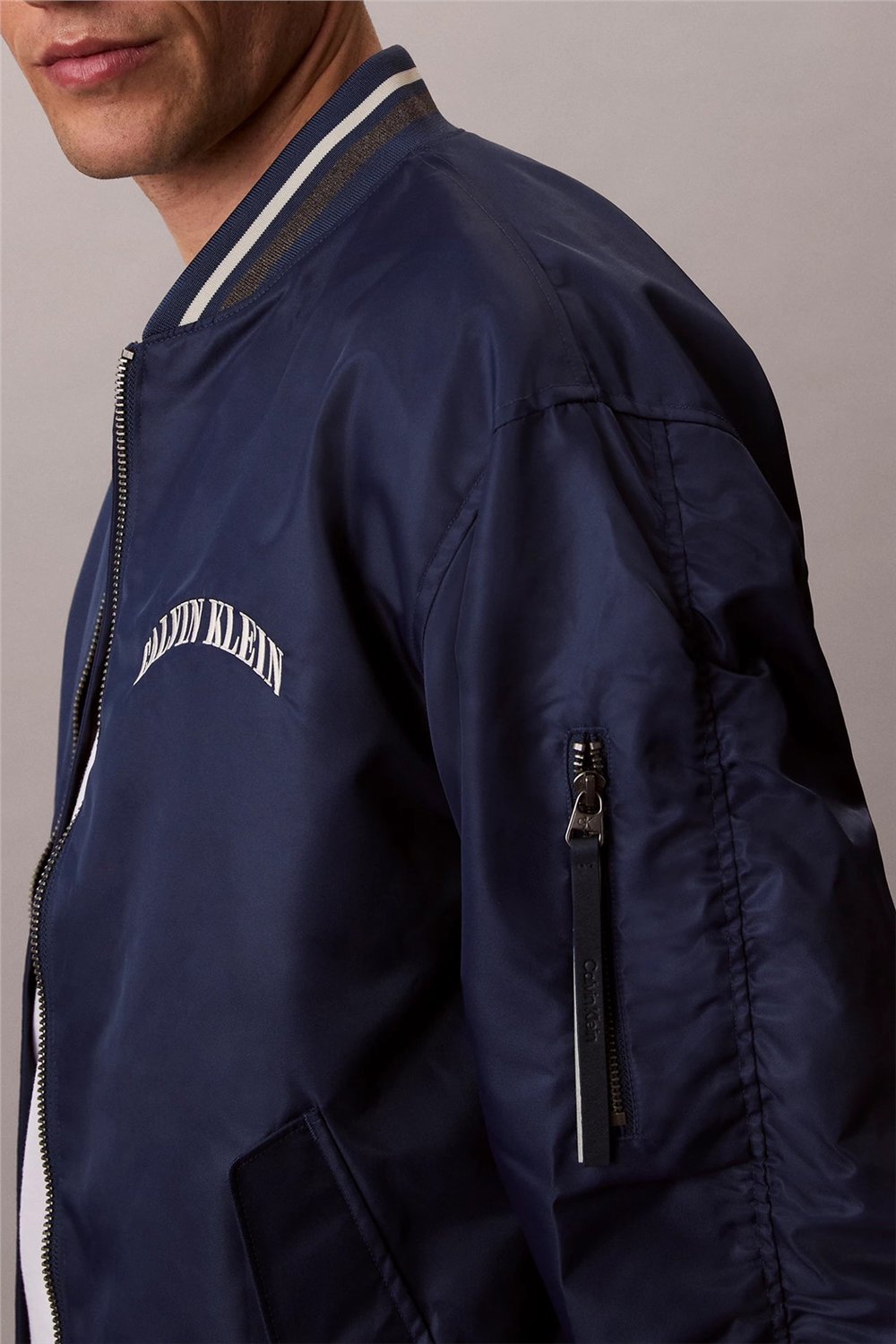 Calvin Klein Ls Unfilled Nylon Ti Erkek Mont Mavi