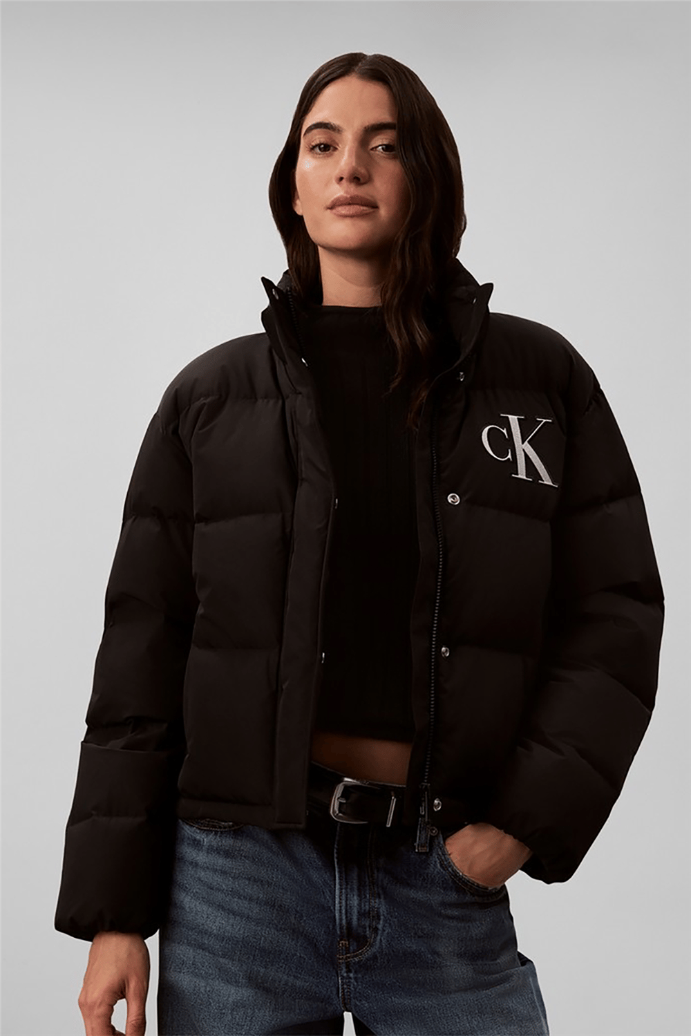 Calvin Klein Matte Mw Patch Logo Down Puffer Kadın Şişme Mont Siyah