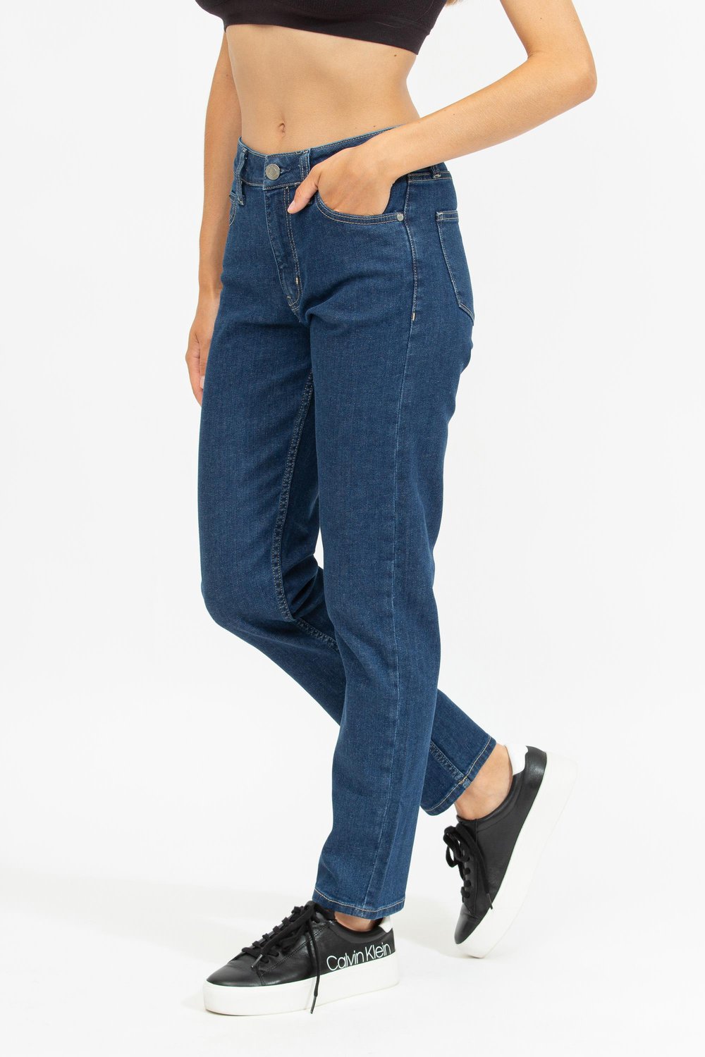 Calvin Klein Mid Rise Slim Kadın Jean Pantolon Lacivert