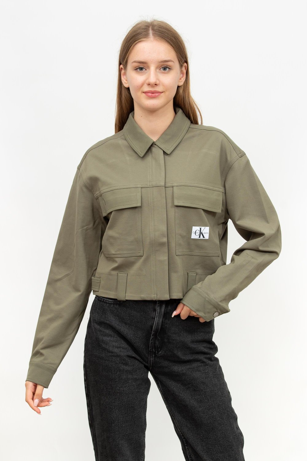Calvin Klein Milano Utility Shacket Kadın Fermuarlı Sweatshirt Yeşil