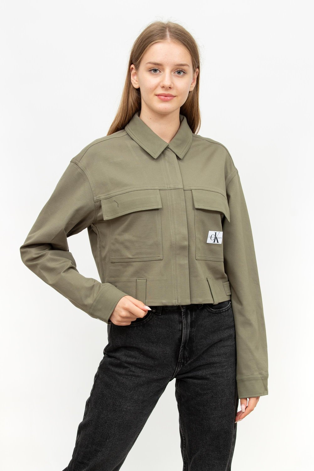Calvin Klein Milano Utility Shacket Kadın Fermuarlı Sweatshirt Yeşil