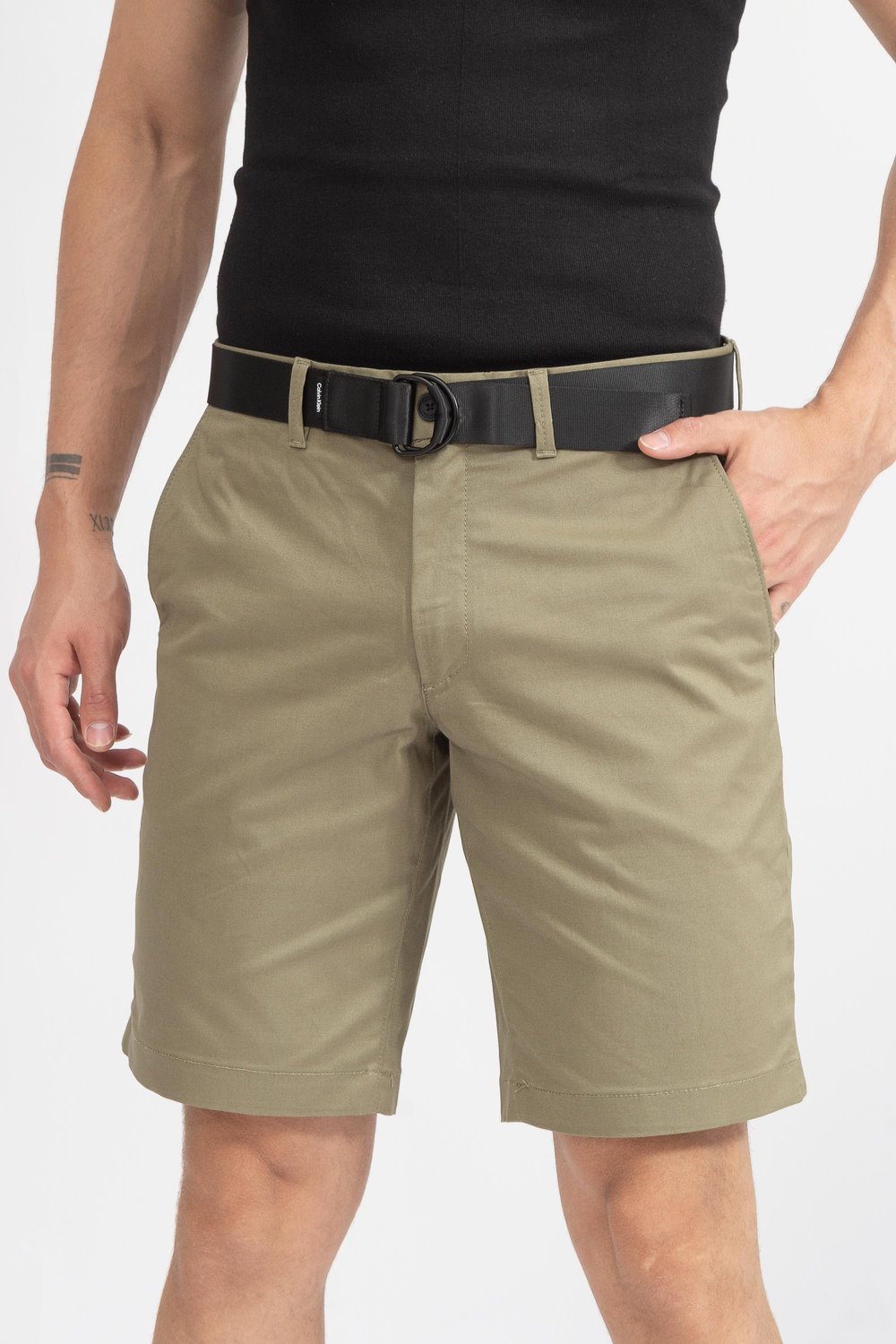 Calvin Klein Modern Twill Slim Belt Erkek Bermuda Şort Yeşil