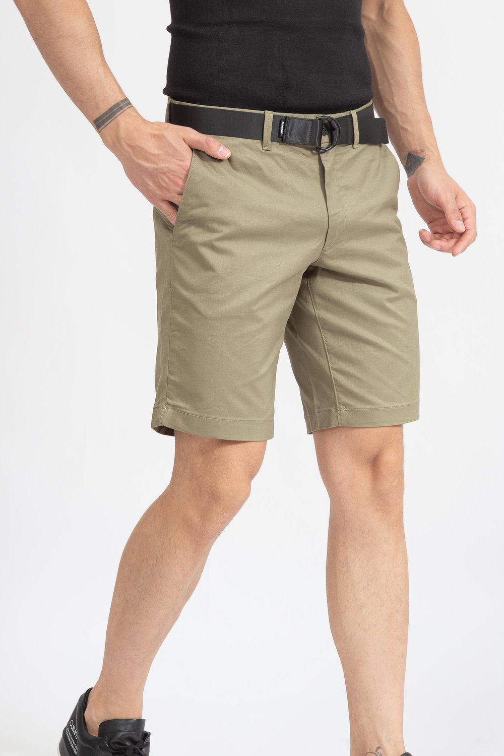Calvin Klein Modern Twill Slim Belt Erkek Bermuda Şort Yeşil