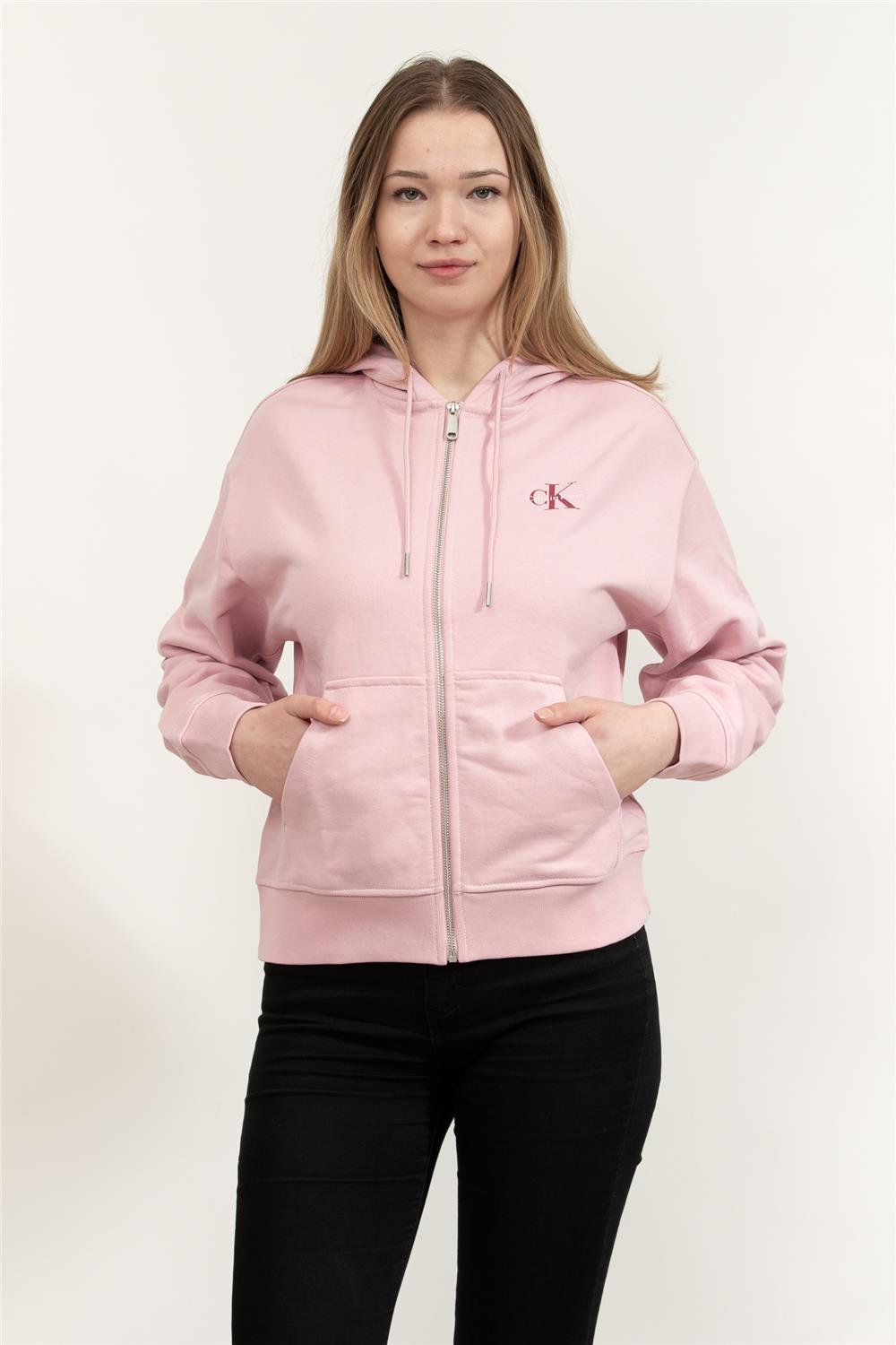 Calvin Klein Monologo French Terry Fz Bf Kadın Kapüşonlu Sweatshirt