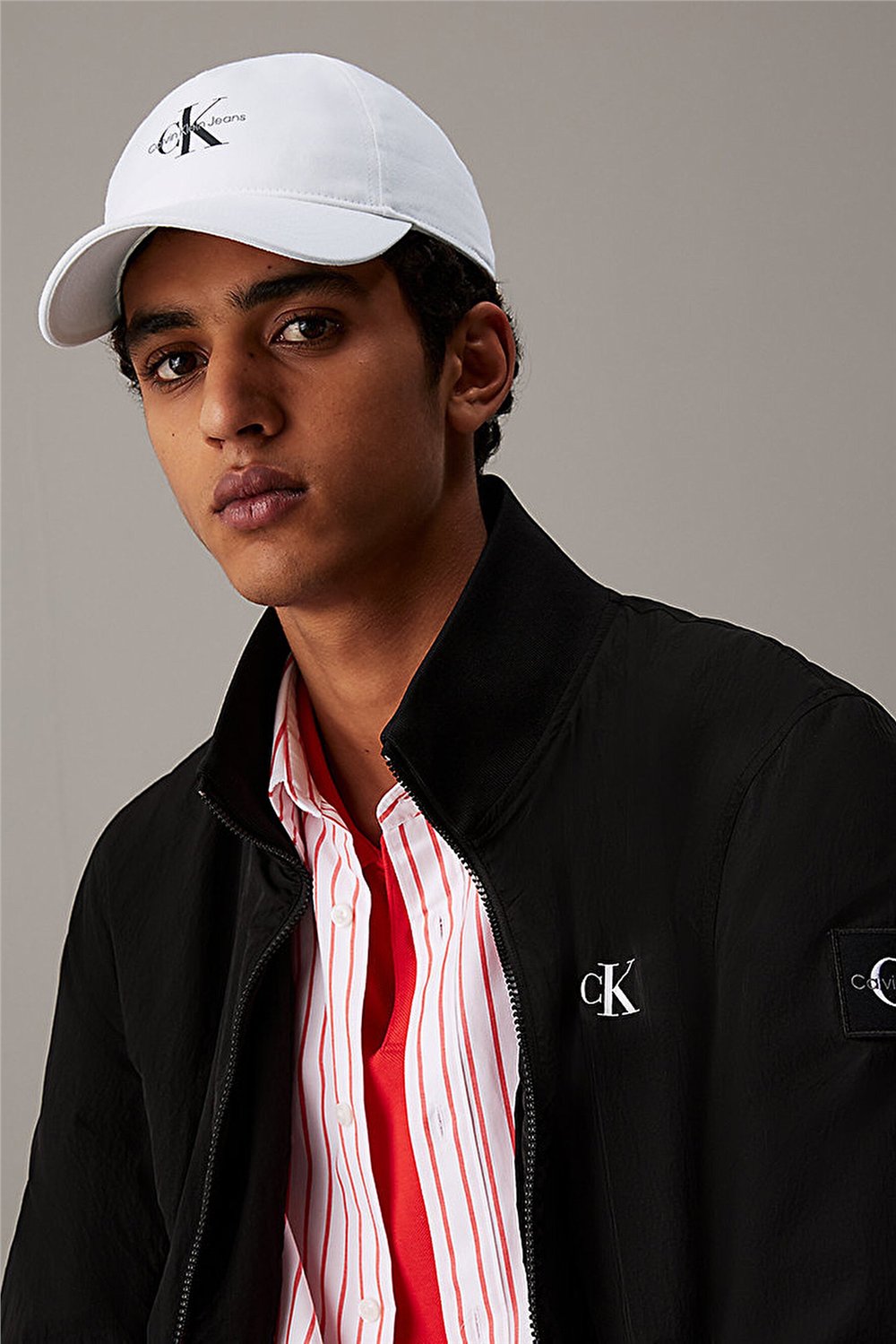 Calvin Klein Monologo Printed Baseball Cap Erkek Baseball Şapka Beyaz