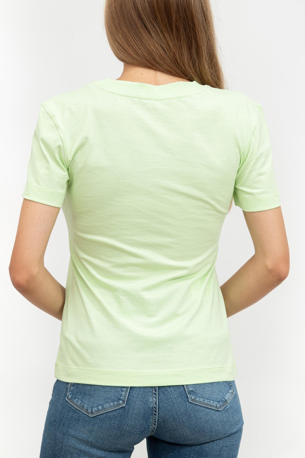 Calvin Klein Monologo Slim Kadın Bisiklet Yaka T-Shirt Yeşil