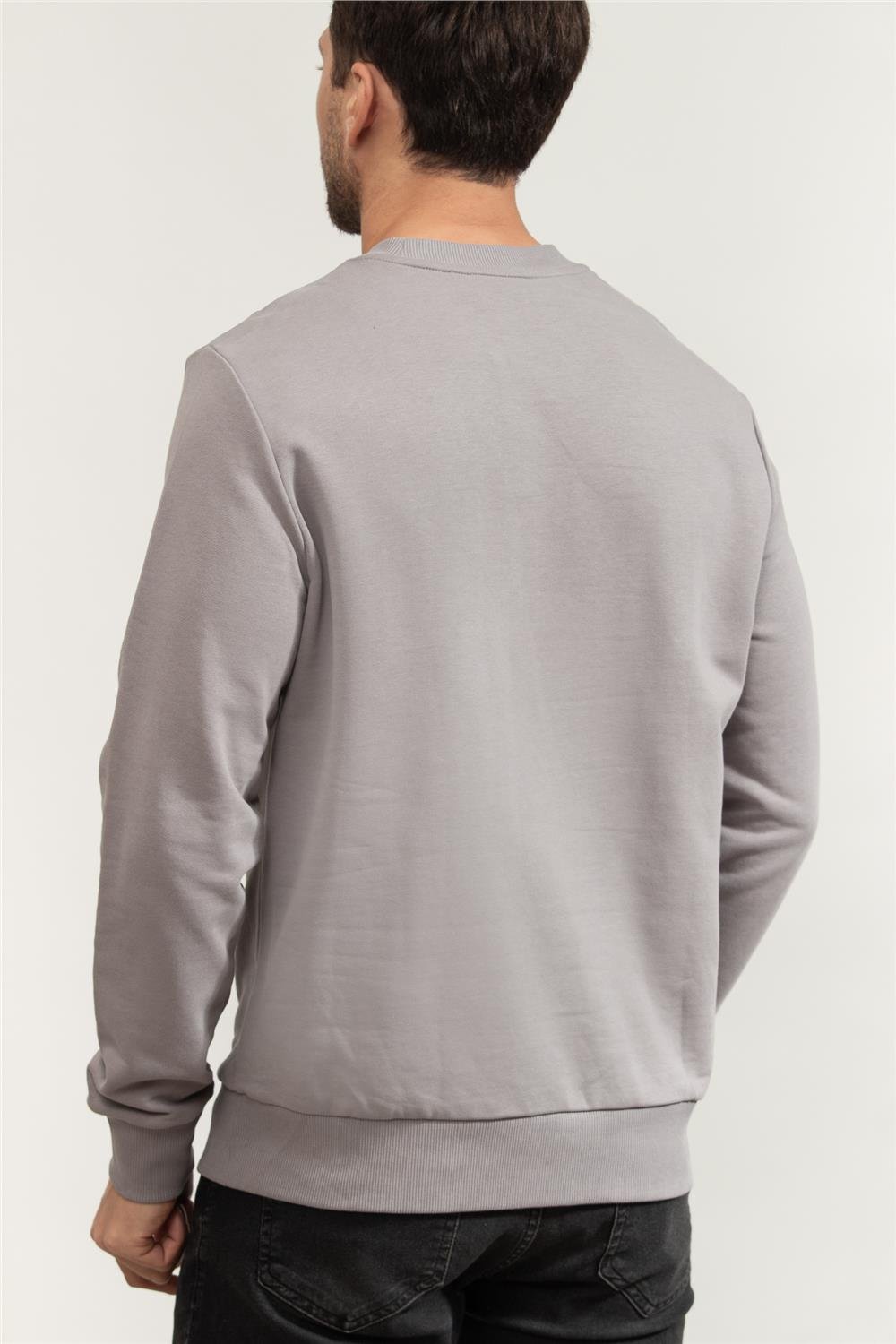 Calvin Klein Multi Color Logo Erkek Bisiklet Yaka Sweatshirt Gri