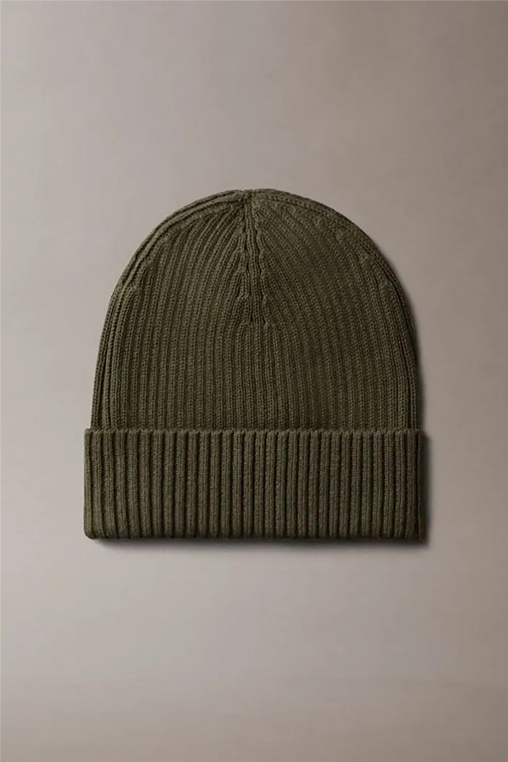 Calvin Klein Patch Chunky Rib Cotton Beanie Erkek Bere Yeşil