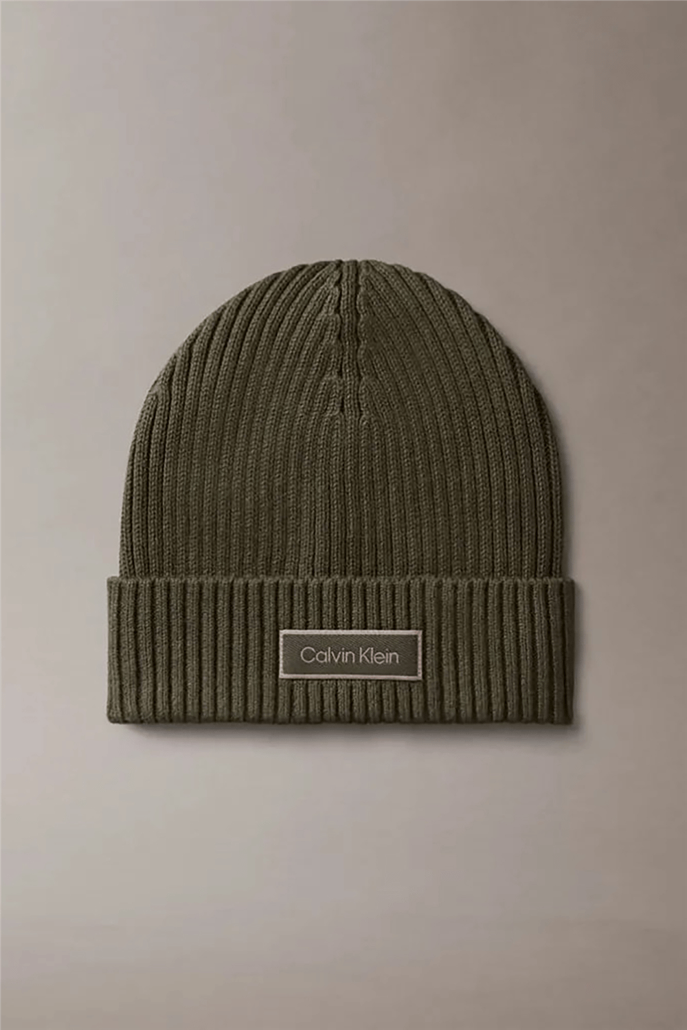 Calvin Klein Patch Chunky Rib Cotton Beanie Erkek Bere Yeşil
