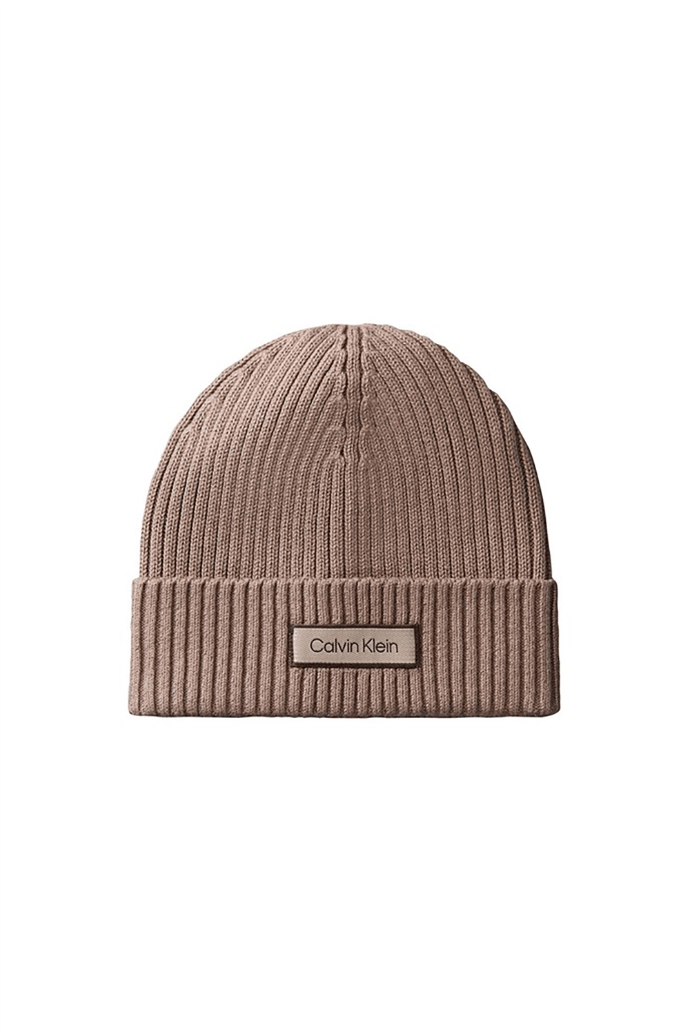 Calvin Klein Patch Chunky Rib Cotton Beanie Erkek Bere Kahverengi