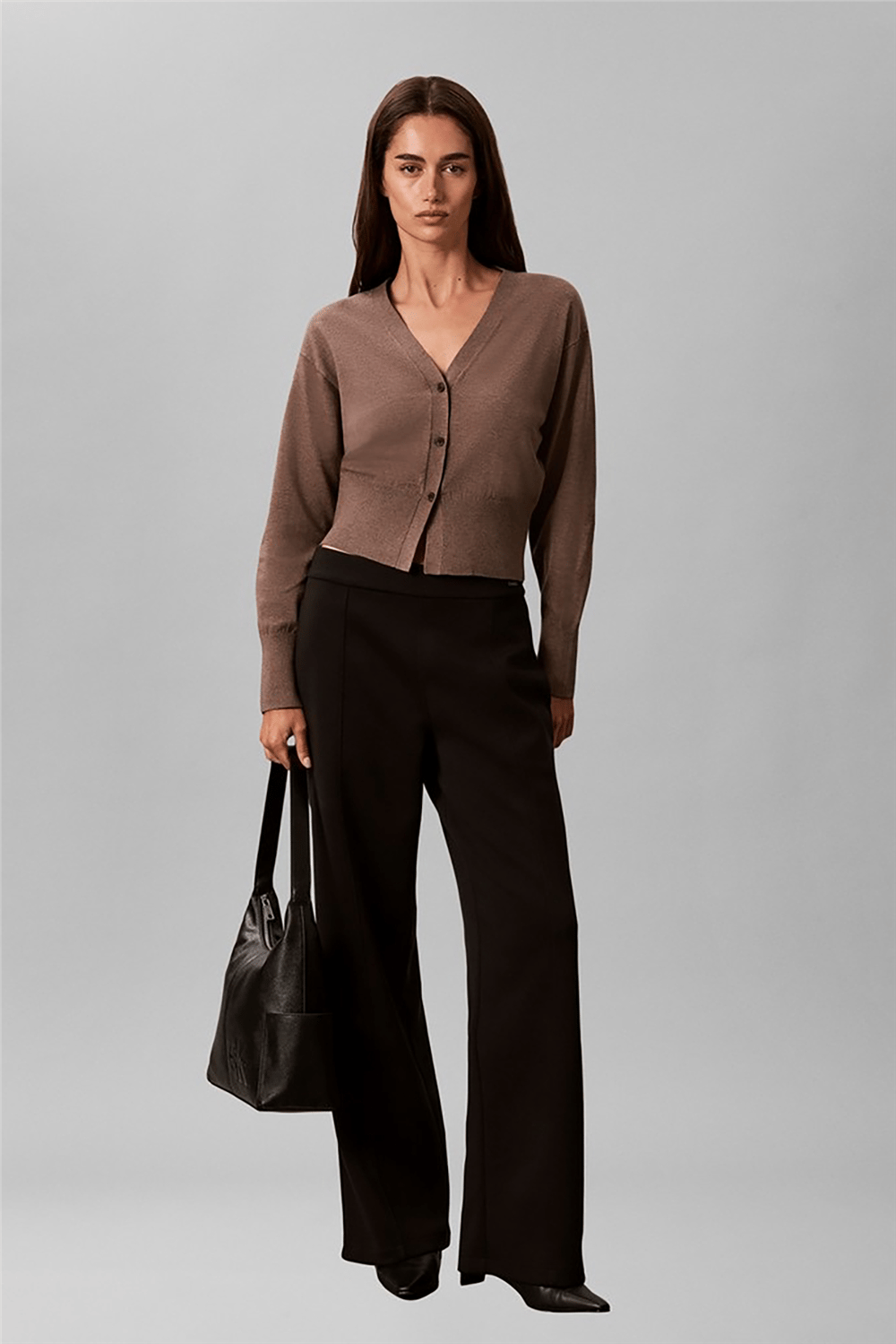 Calvin Klein Pockets Monologo L Shoulder Bag Kadın Omuz Çantası Siyah