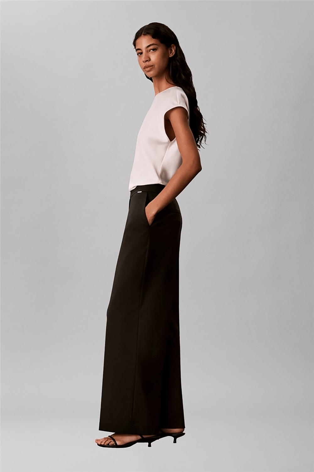 Calvin Klein Ponte Wide Leg Pant (internal Ew Kadın Pantolon Siyah