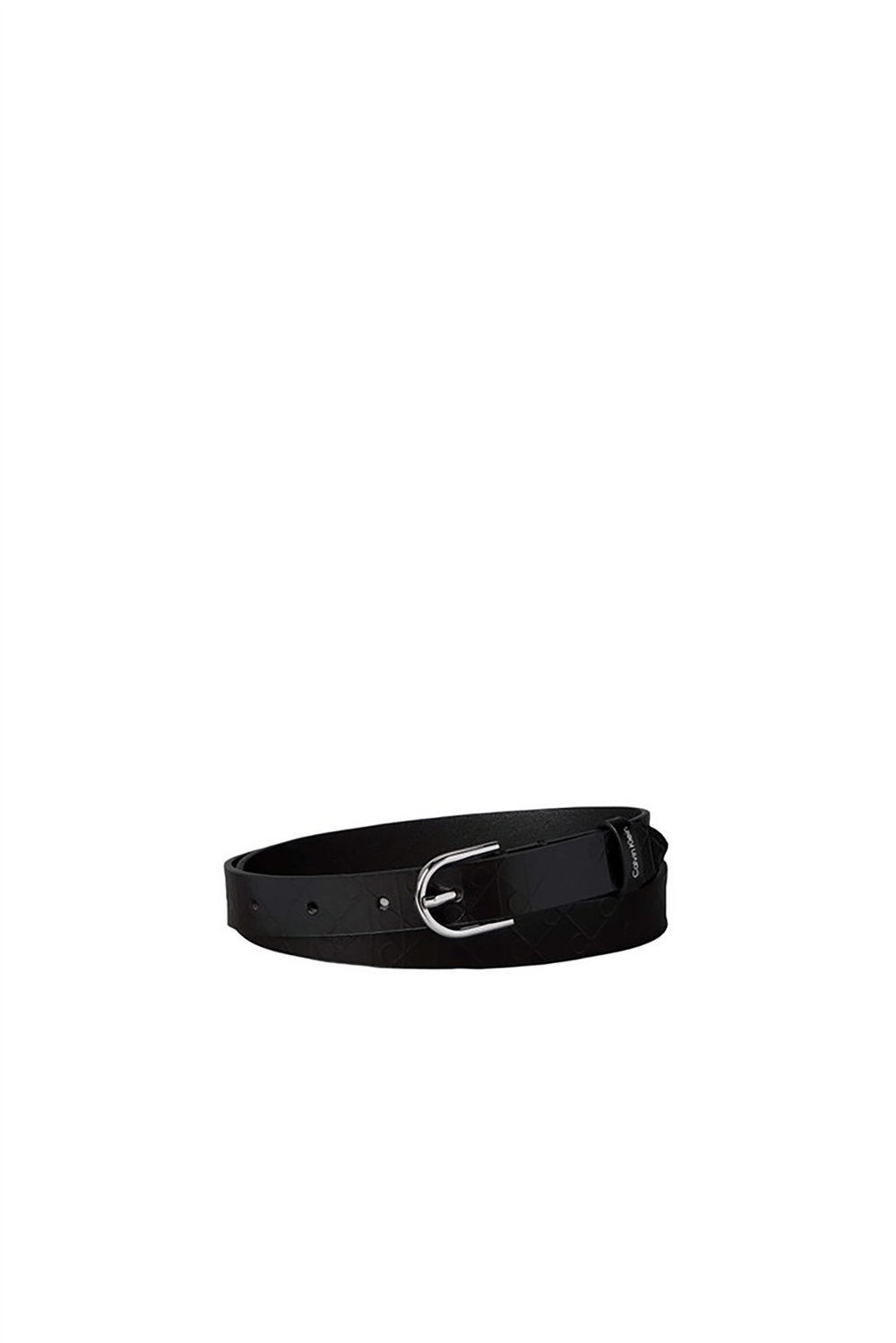 Calvin Klein Round Buckle Debossed Aop 25Mm Kadın Kemer Siyah