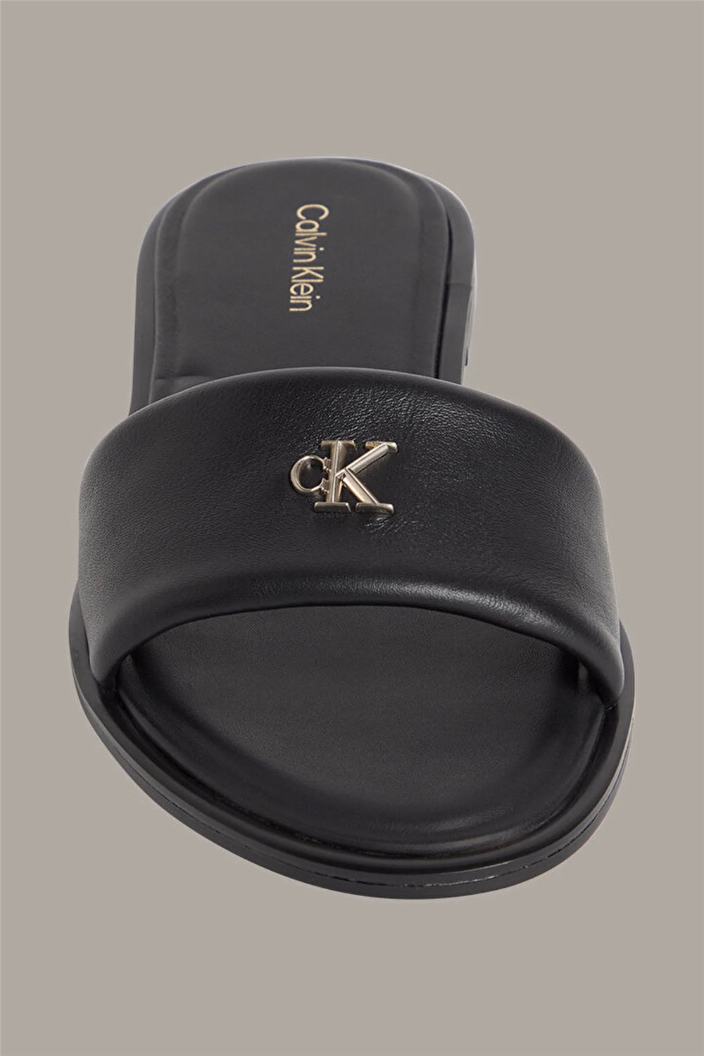 Calvin Klein Round Flat Sndl Lth Kadın Sandalet Siyah