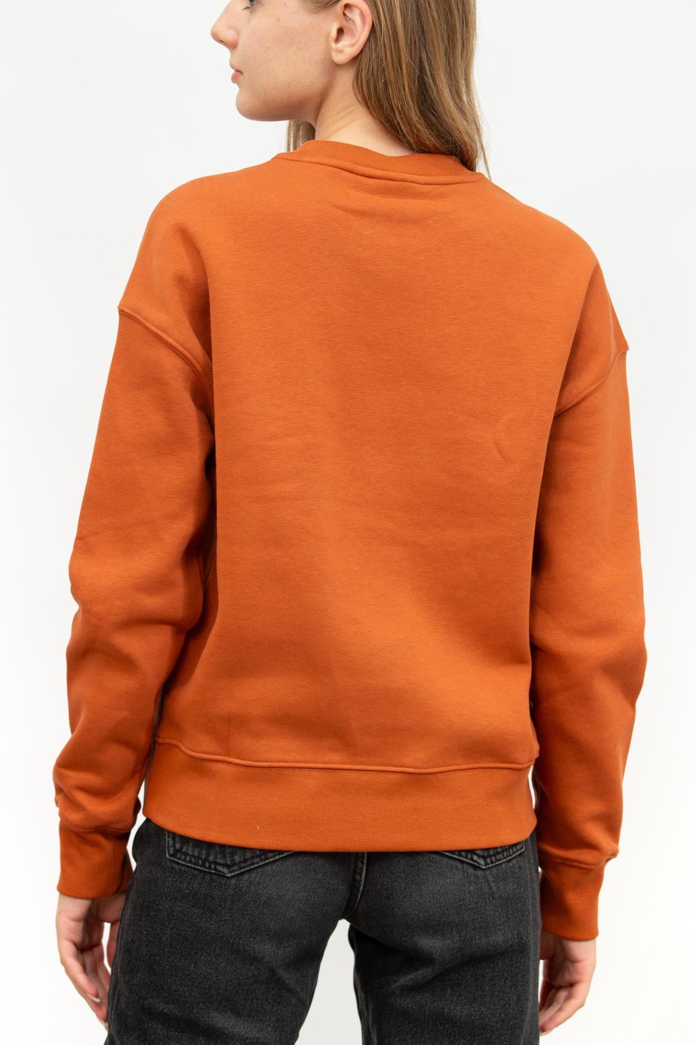 Calvin Klein Satin Embroidery Kadın Bisiklet Yaka Sweatshirt Kahverengi