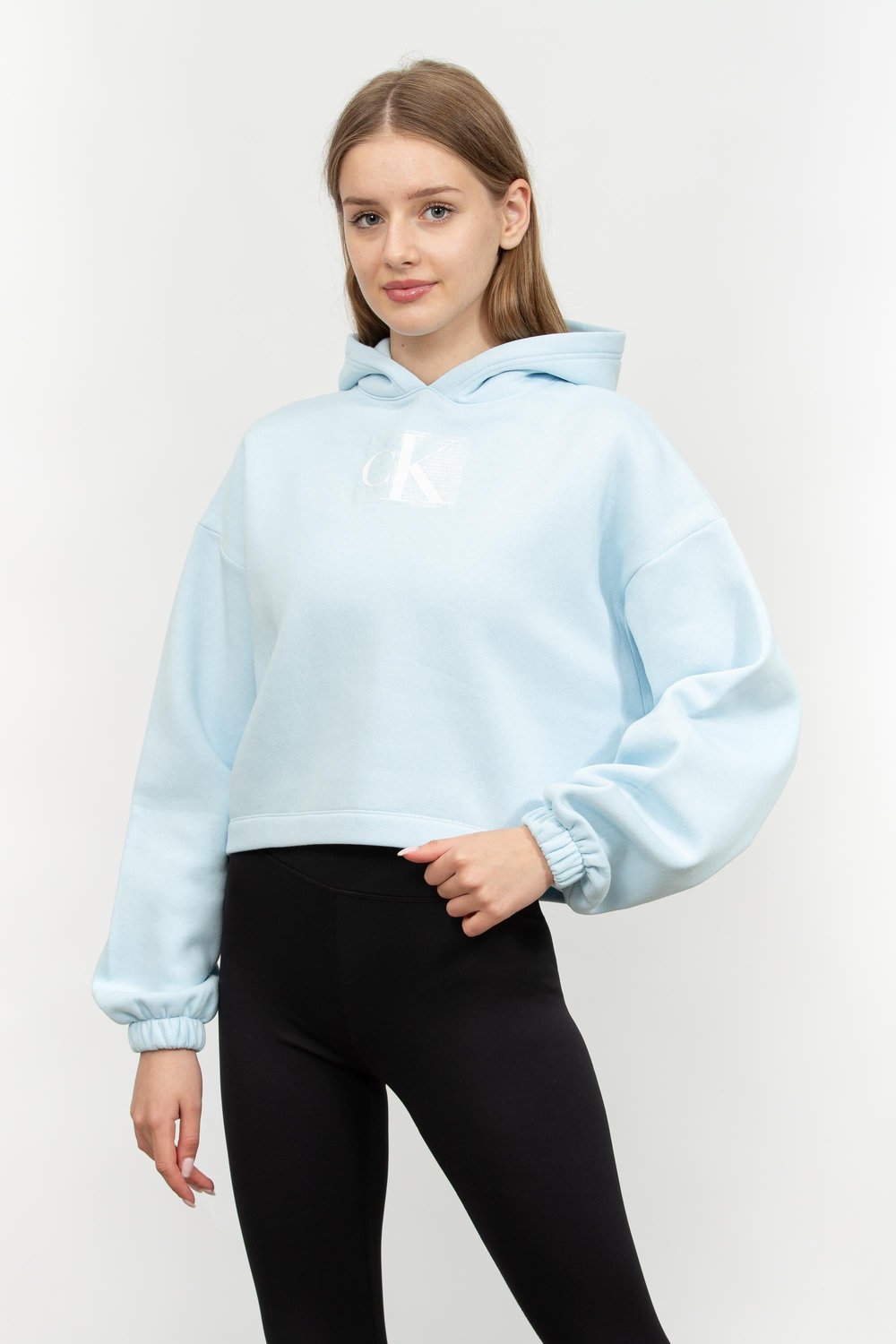 Calvin Klein Sequin Kadın Kapüşonlu Sweatshirt Mavi
