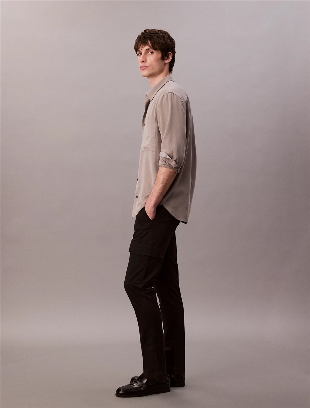 Calvin Klein Slim Cotton Stretch Cargo Erkek Kargo Pantolon Siyah