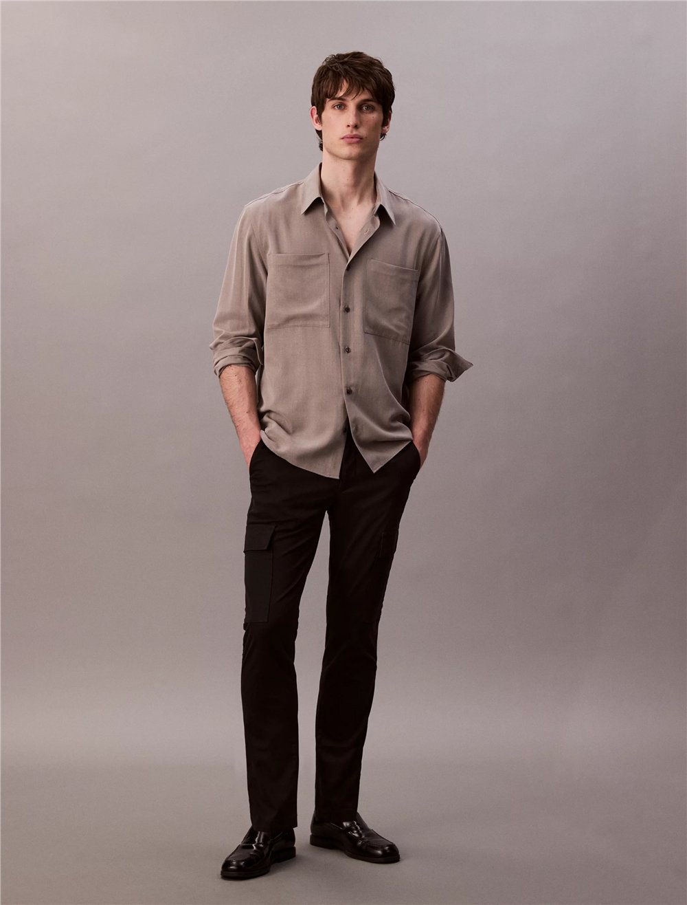 Calvin Klein Slim Cotton Stretch Cargo Erkek Kargo Pantolon Siyah
