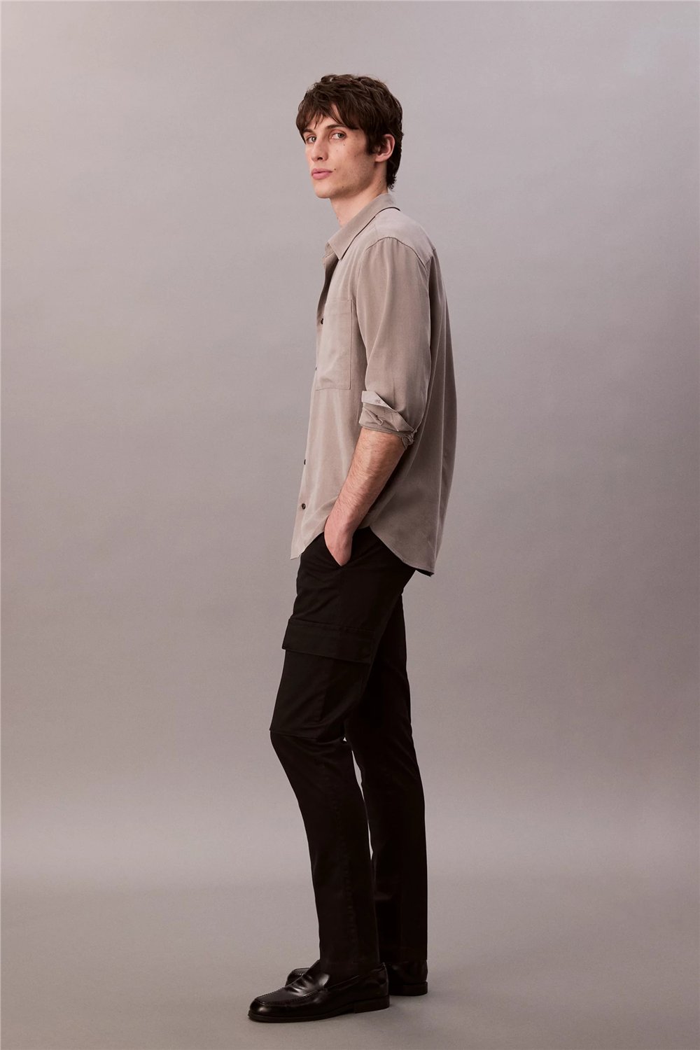 Calvin Klein Slim Cotton Stretch Cargo Erkek Kargo Pantolon Siyah