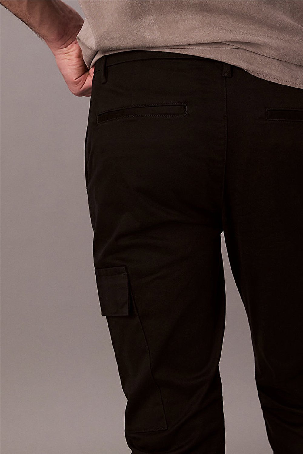Calvin Klein Slim Cotton Stretch Cargo Erkek Kargo Pantolon Siyah