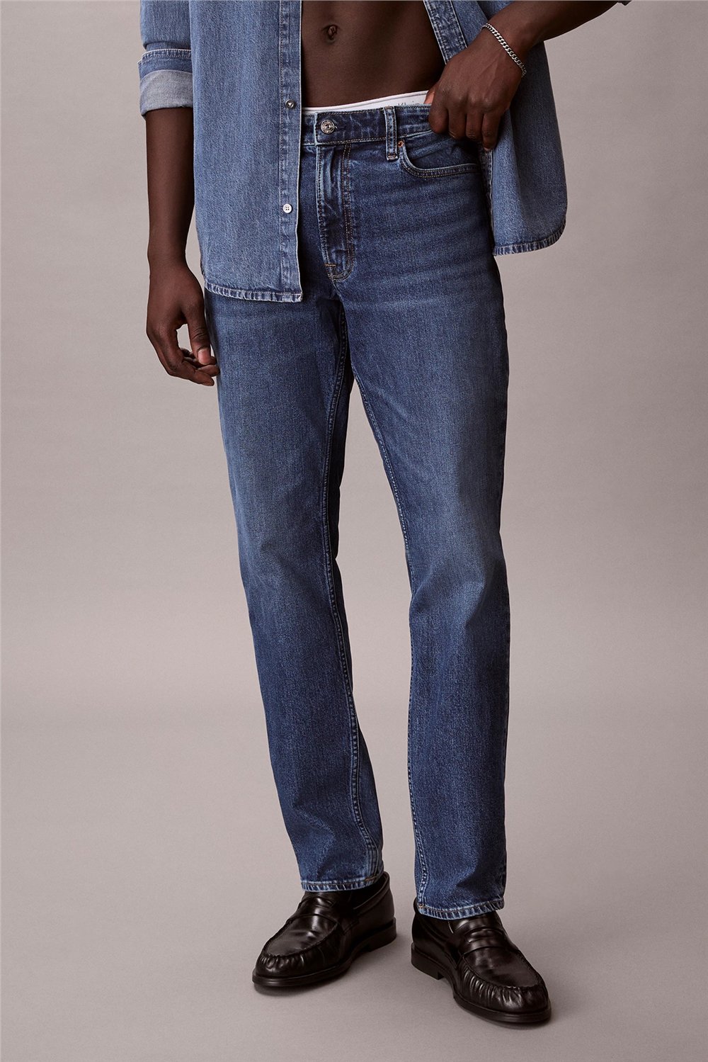 Calvin Klein Slim Hampton Jean Erkek Jean Pantolon Mavi