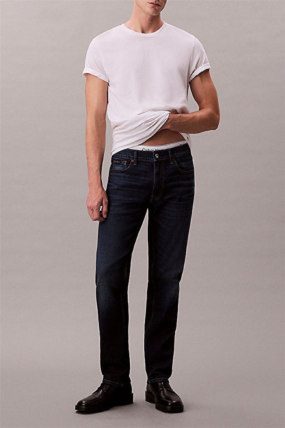 Calvin Klein Slim Straight Dark Casper Jean Erkek Jean Pantolon Mavi