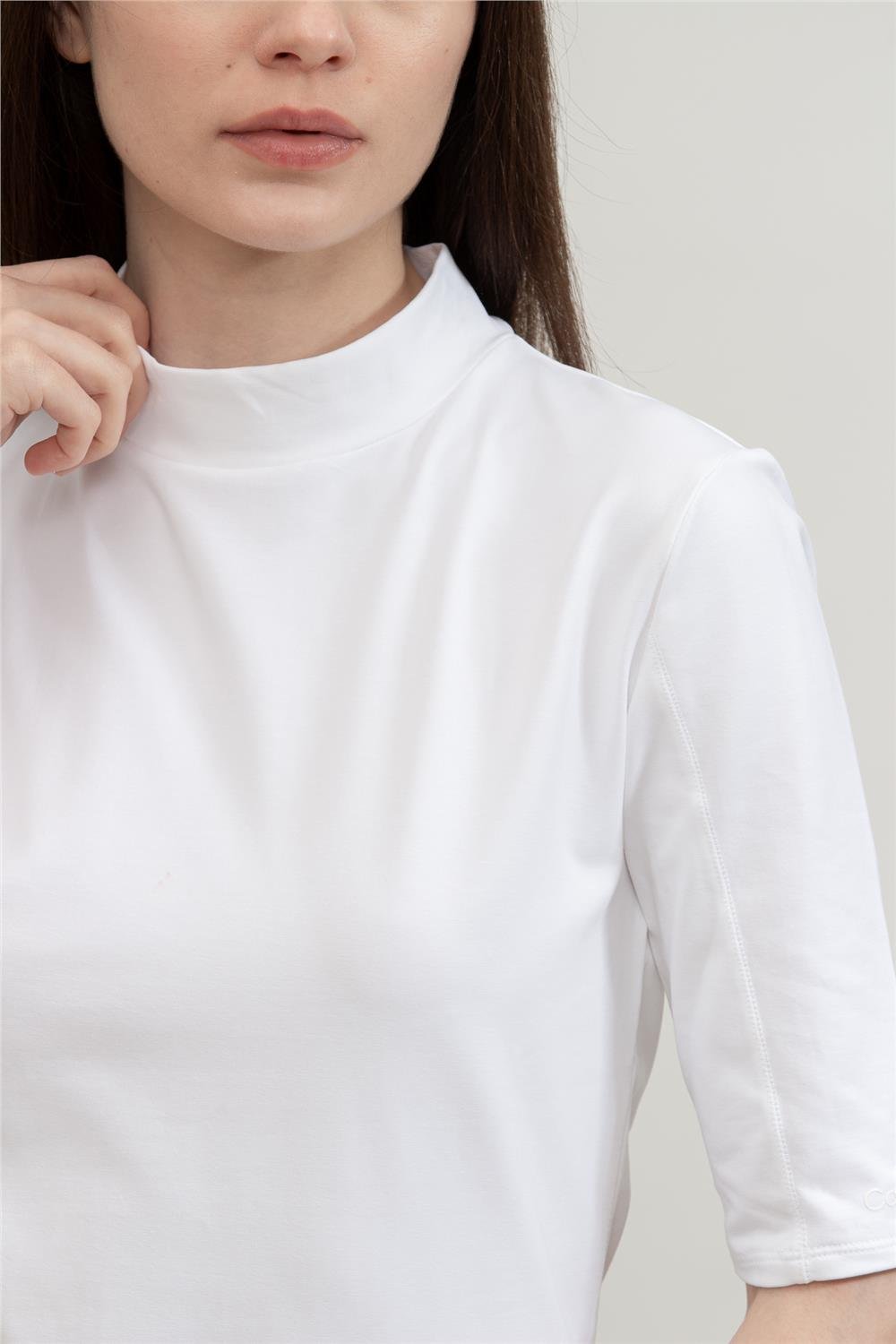 Calvin Klein Smooth Cotton Stretch Mock Top Kadın Kapüşonlu Sweatshirt