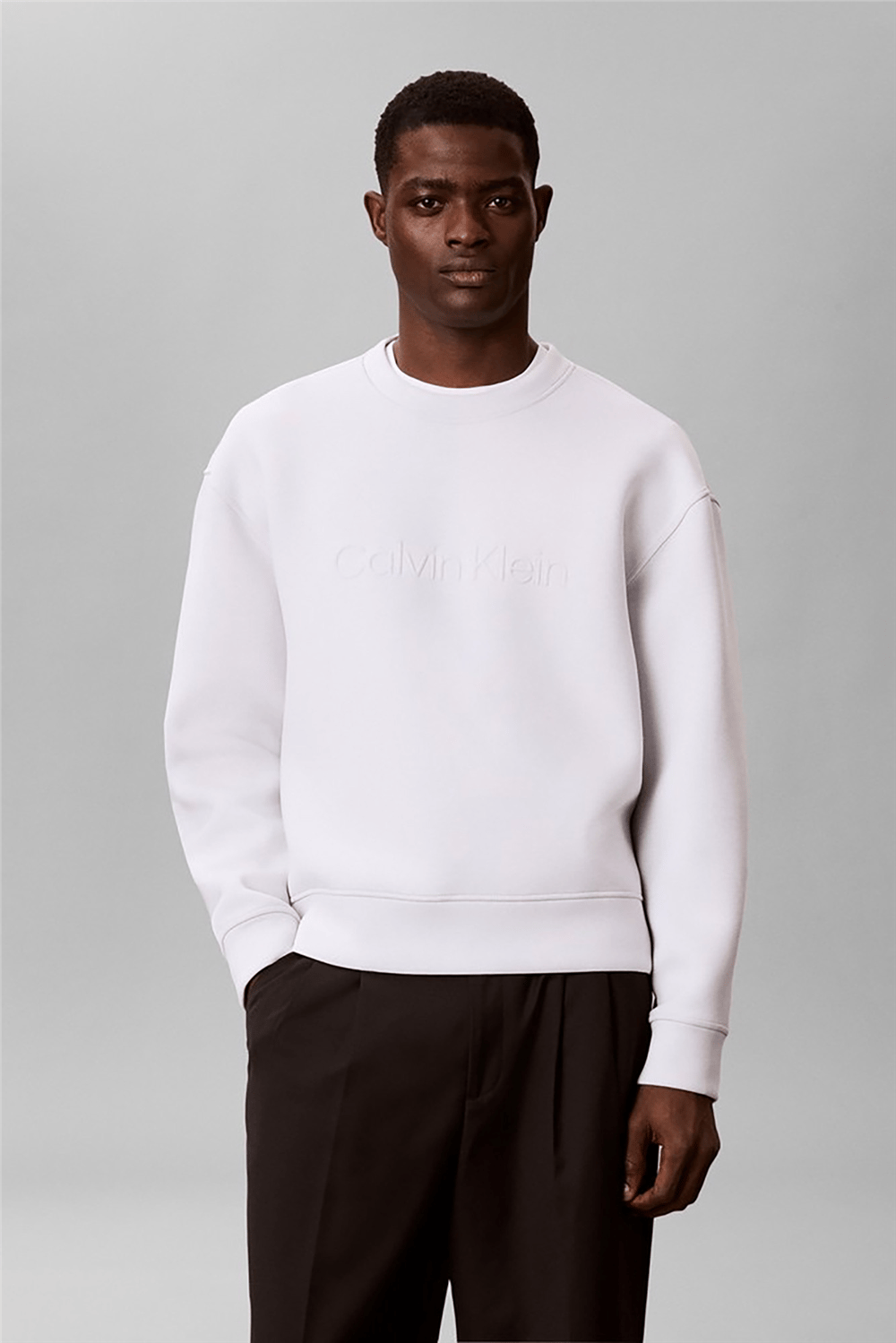 Calvin Klein Spacer Crewneck Erkek Bisiklet Yaka Sweatshirt Gri