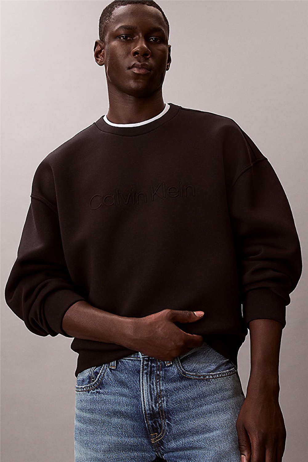 Calvin Klein Spacer Crewneck Erkek Bisiklet Yaka Sweatshirt Siyah
