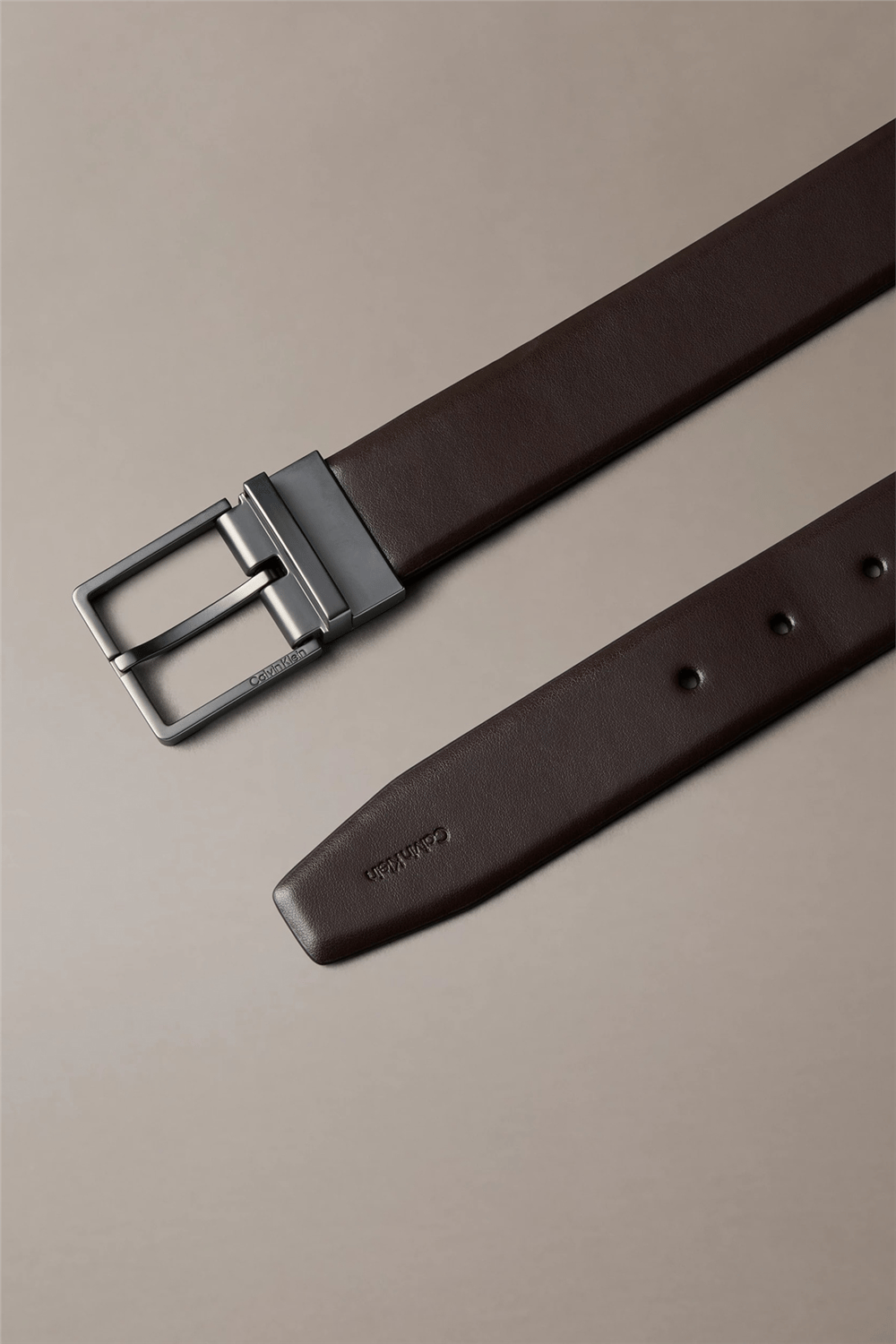 Calvin Klein Square Buckle Smooth Adj Erkek Kemer Kahverengi