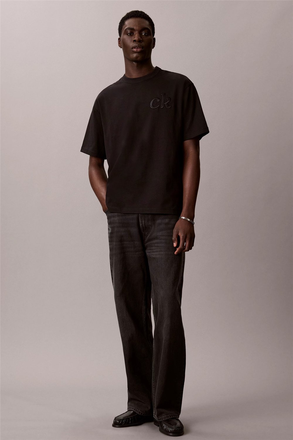 Calvin Klein Ss 16S Aug Calvin Kln Trvl Graph Erkek Bisiklet Yaka T-Shirt Siyah