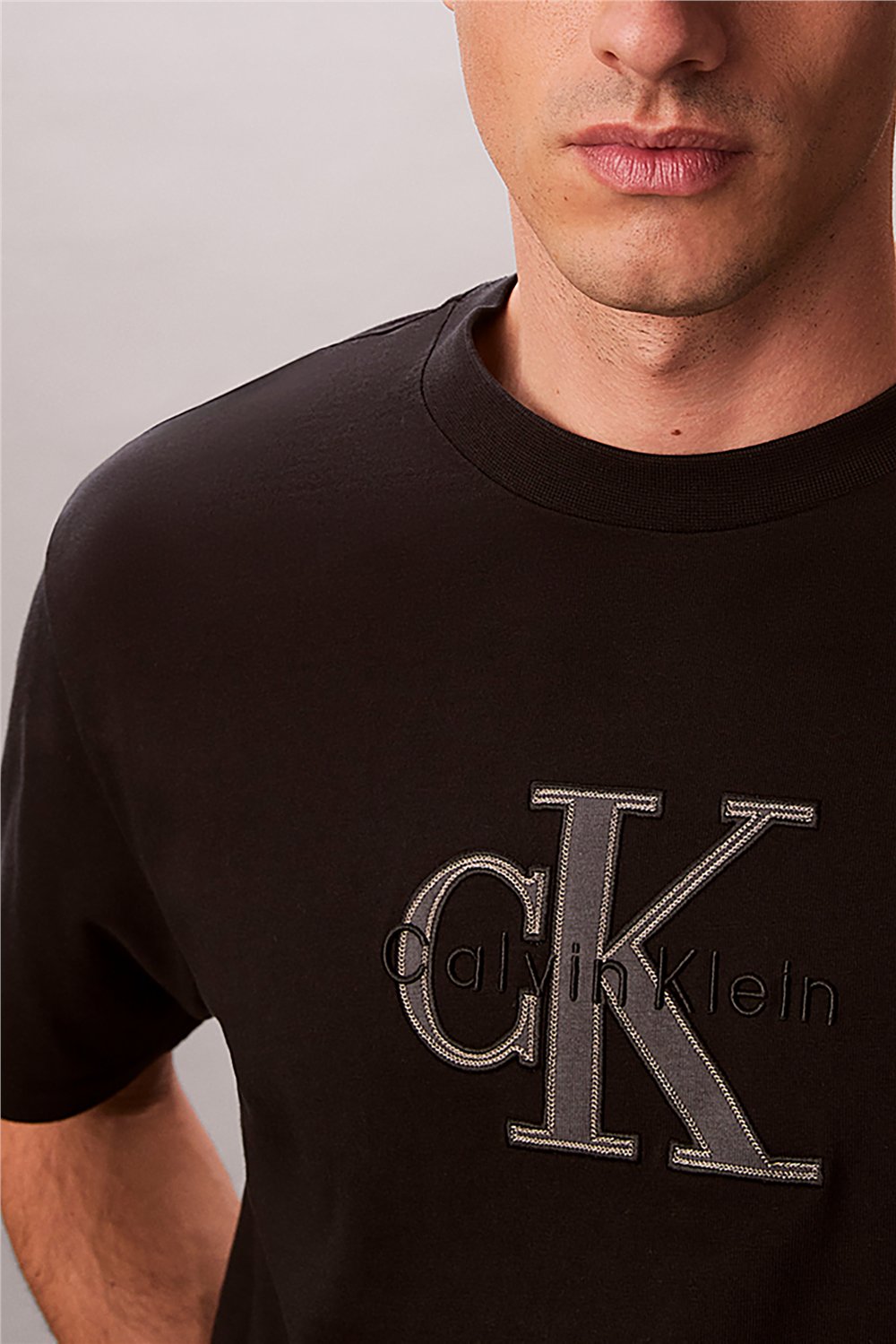 Calvin Klein Ss 16S Elevated Mono Erkek Bisiklet Yaka T-Shirt