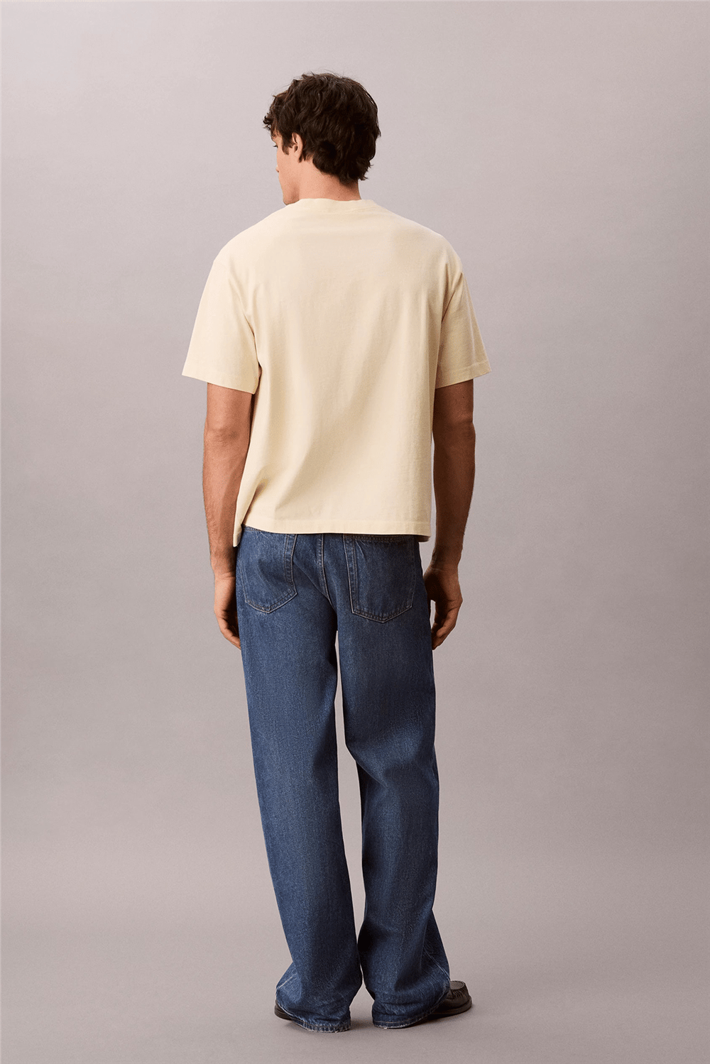 Calvin Klein Ss 16S Linen Applique Monologo T Erkek Bisiklet Yaka T-Shirt