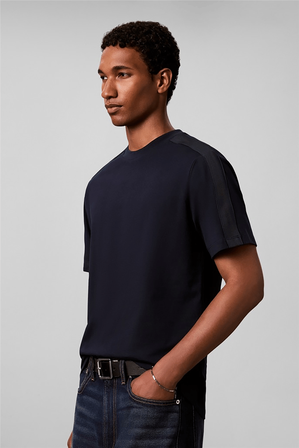 Calvin Klein Ss 20S Easy Clsc Tape Tee Erkek Bisiklet Yaka T-Shirt Lacivert