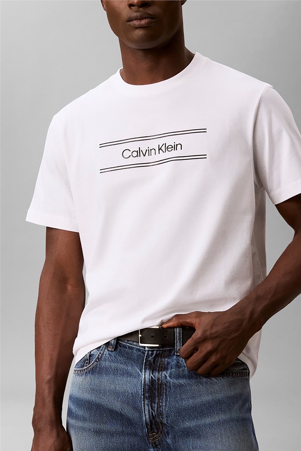 Calvin Klein Ss 20S Eu Spw Stndrd Graphic Tee Erkek Bisiklet Yaka T-Shirt Beyaz